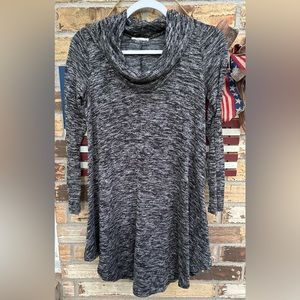 Reborn J Women Gray Cowl Neck Long Sleeve Sweater Dress- Super Soft- EUC